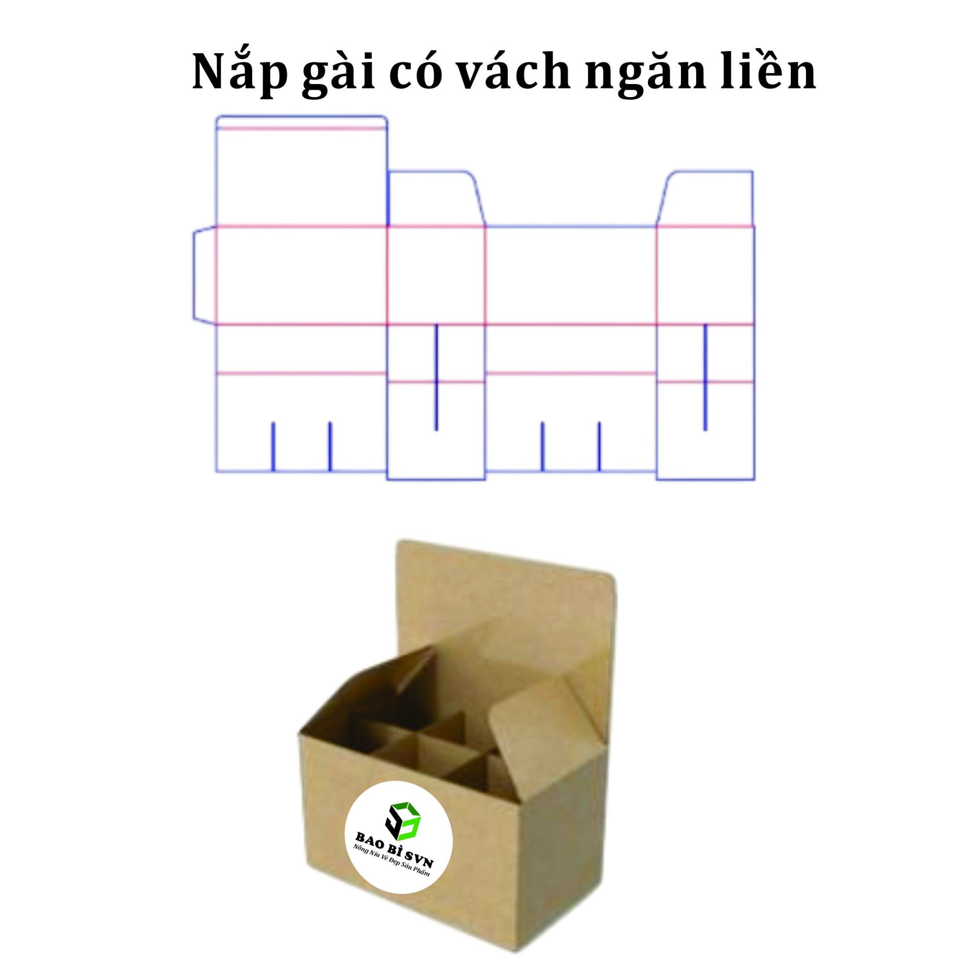 Hộp giấy nắp gài có vách ngăn liền - Bao Bì SVN